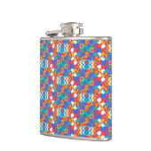 Colorful flask with a vibrant geometric pattern  heupfles (Links)