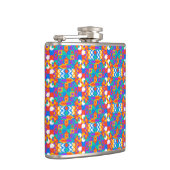 Colorful flask with a vibrant geometric pattern  heupfles (Rechts)