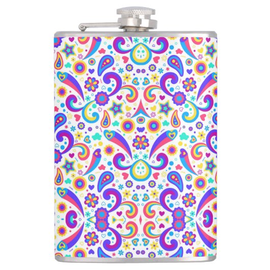 Colorful flask with a vibrant pattern  heupfles (Voorkant)