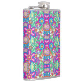 Colorful flask with vibrant, symmetrical floral  heupfles (Rechts)
