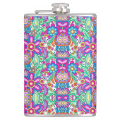 Colorful flask with vibrant, symmetrical floral  heupfles (Voorkant)