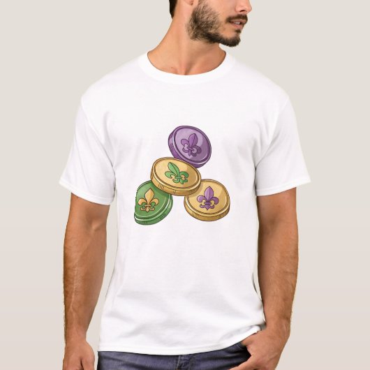 Colorful Fleur-de-Lis Coins T-shirt (Voorkant)