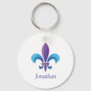 Colorful Fleur-de-lis op White Sleutelhanger
