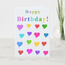 Colorful Flirty Hearts and Happy Birthday Card
