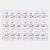 Colorful Flirty Hearts and Happy Birthday Inpakpapier Vel (Voorkant)