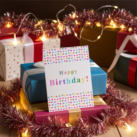 Colorful Flirty Hearts Happy Birthday Kaart