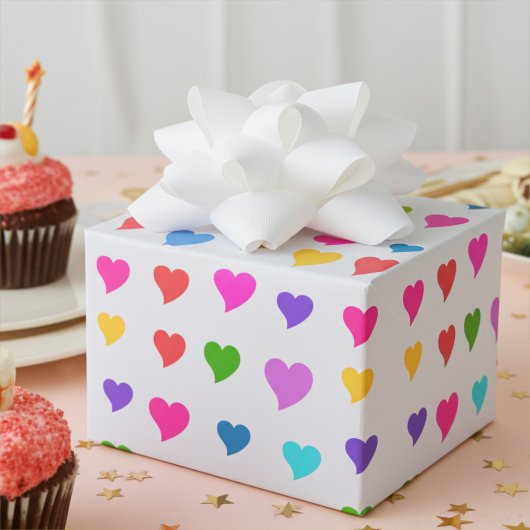 Colorful Flirty Hearts Pattern Cadeaupapier