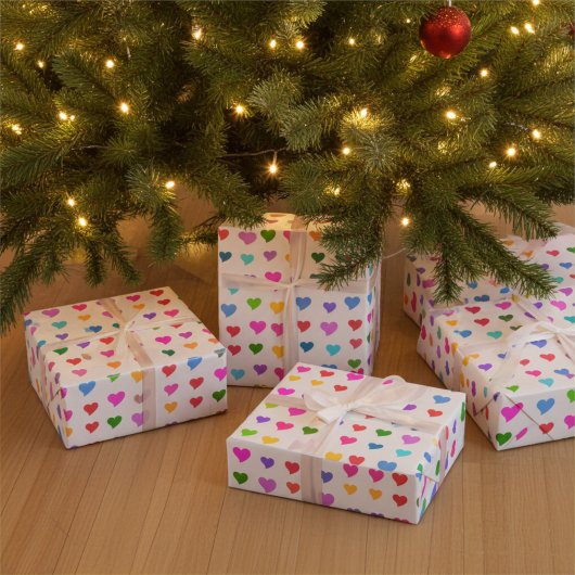 Colorful Flirty Hearts Pattern Cadeaupapier