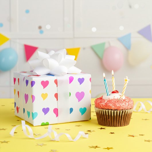 Colorful Flirty Hearts Pattern Cadeaupapier