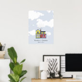 Colorful Floating Home Fingerprint Guestbook Poster (Thuiskantoor)