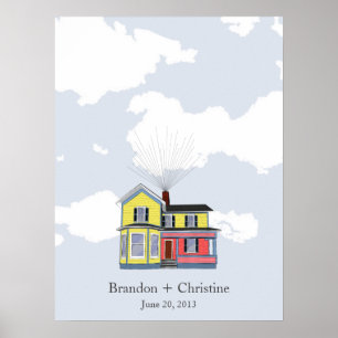 Colorful Floating Home Fingerprint Guestbook Poster