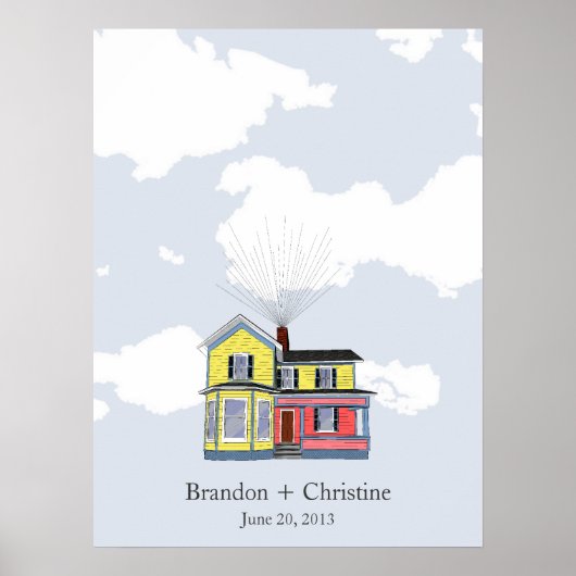 Colorful Floating Home Fingerprint Guestbook Poster (Voorkant)