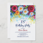 Colorful Floral 18th Birthday Party Kaart (Voorkant)