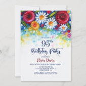 Colorful Floral 95th Birthday Party Kaart (Voorkant)