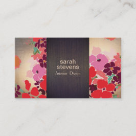 Colorful Floral Art Interior Designer Wood Gold Visitekaartje