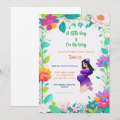 Colorful Floral Baby shower Invitation Kaart (Voorkant / Achterkant)
