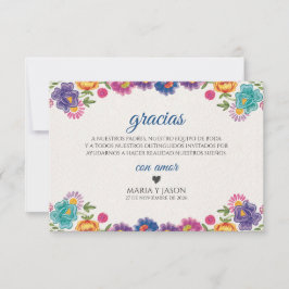 Colorful Floral Botanical Fiesta Spanish Wedding Bedankkaart