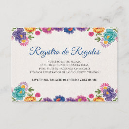 Colorful Floral Botanical Fiesta Spanish Wedding Informatiekaartje