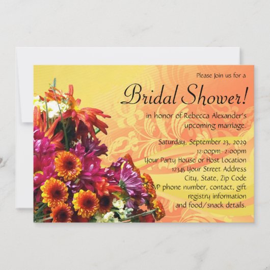 Colorful Floral Bouquet Bridal Shower Invitations Kaart (Voorkant)