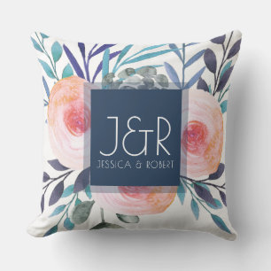 Colorful Floral Bouquet Monogram Kussen