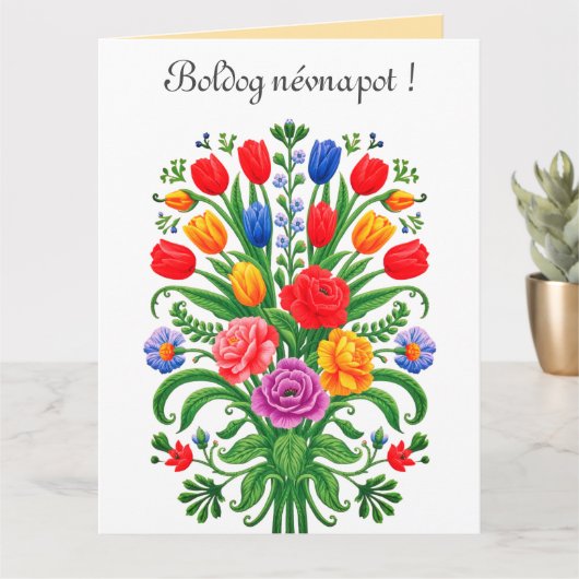 colorful floral bouquet - name day Card Kaart (Kleine Plant)