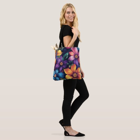 Colorful Floral Bouquet Tote Bag (Op model)