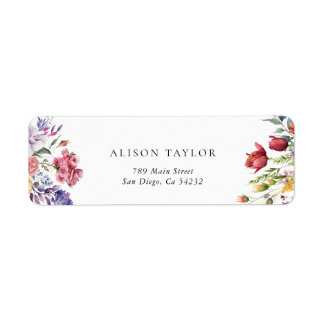 Colorful Floral Bridal Shower Return Address Etiket