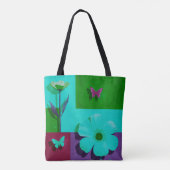 Colorful Floral & Butterfly Art Tote Bag (Achterkant)