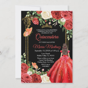 Colorful Floral Butterfly Quinceanera Birthday Kaart