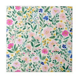 Colorful Floral Ceramic Tile Tegeltje