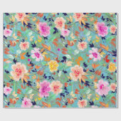 Colorful Floral Collage Cadeaupapier (Vlak)