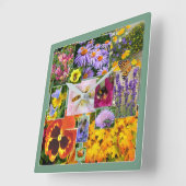 Colorful Floral Collage Vierkante Klok (Hoek)