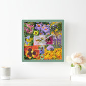 Colorful Floral Collage Vierkante Klok (Huis)