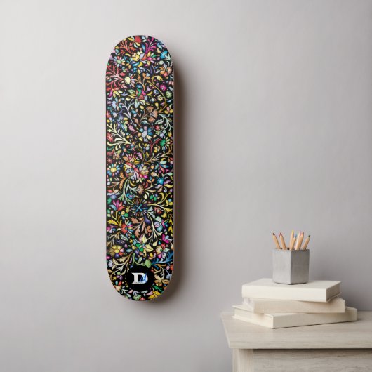 Colorful Floral dd Brand Skateboard (Muurkunst)