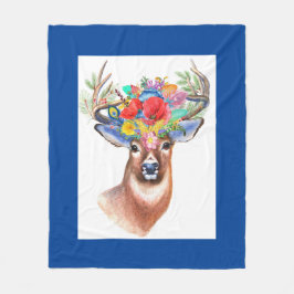 Colorful Floral Deer Fleece Deken