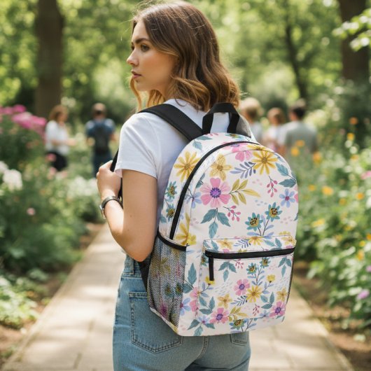 Colorful floral design backpack bedrukte rugzak