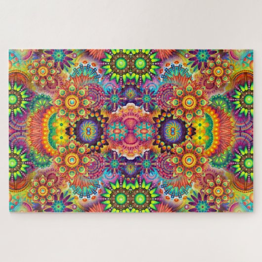 Colorful Floral Design Bouquet Mandala Legpuzzel (Horizontaal)