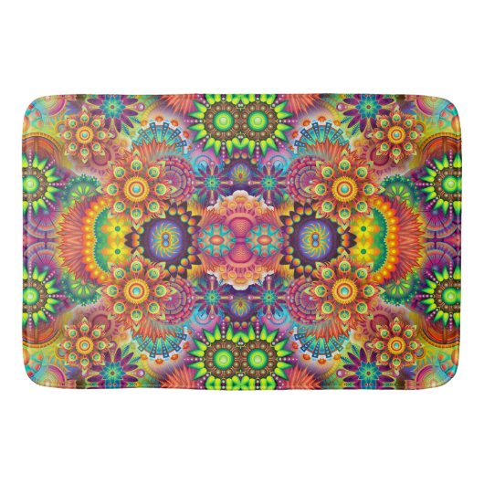Colorful Floral Design Mandala Pattern Badmat (Voorkant)