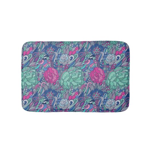 Colorful Floral Doodle Pattern Badmat (Voorkant)