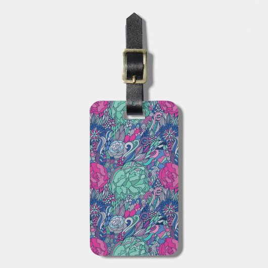 Colorful Floral Doodle Pattern Bagagelabel (Voorkant verticaal)
