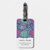 Colorful Floral Doodle Pattern Bagagelabel (Achterkant verticaal)
