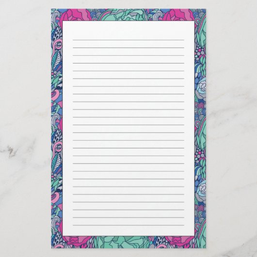 Colorful Floral Doodle Pattern Briefpapier (Voorkant)