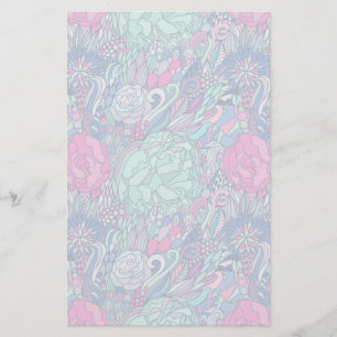 Colorful Floral Doodle Pattern Briefpapier
