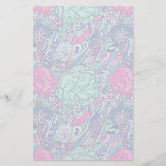 Colorful Floral Doodle Pattern Briefpapier (Voorkant)