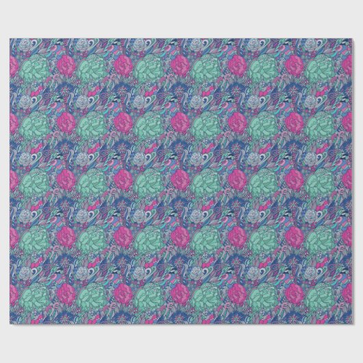 Colorful Floral Doodle Pattern Cadeaupapier (Vlak)