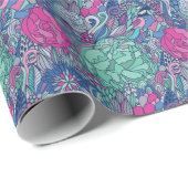Colorful Floral Doodle Pattern Cadeaupapier (Rol Hoek)
