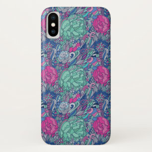 Colorful Floral Doodle Pattern iPhone X Hoesje