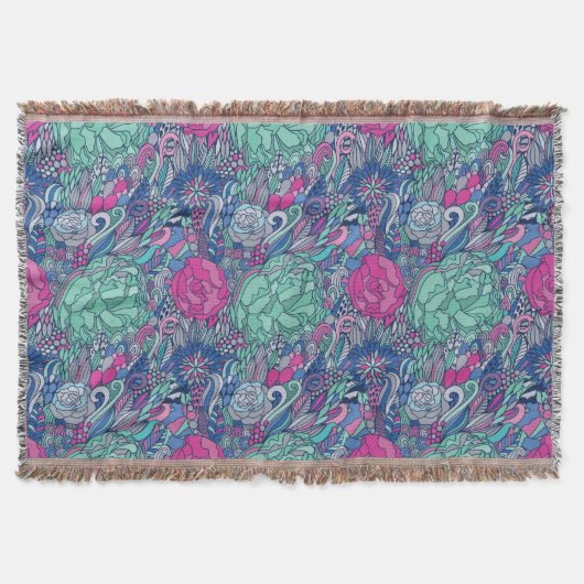 Colorful Floral Doodle Pattern Deken (Voorkant)