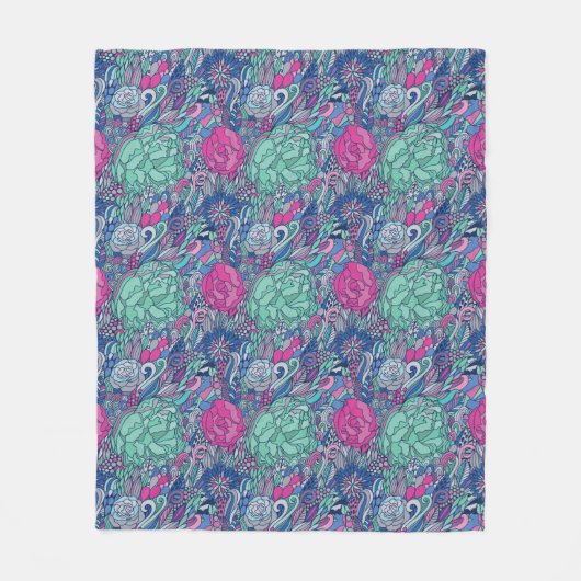 Colorful Floral Doodle Pattern Fleece Deken (Voorkant)