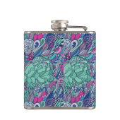 Colorful Floral Doodle Pattern Heupfles (Achterkant)